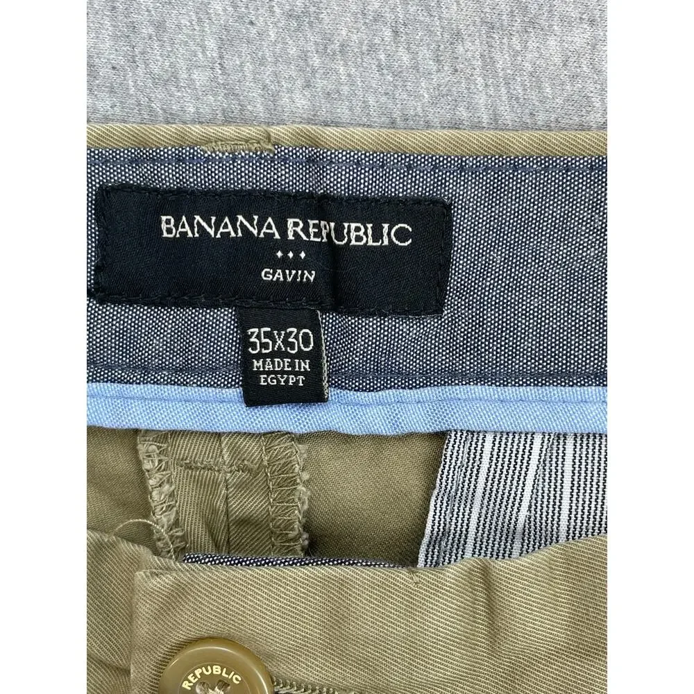 Banana‎ Republic Pants Men 35 x 30 Green 100% Cotton Gavin Chino Flat Front